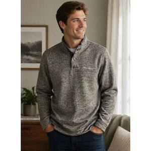Eddie Bauer Men Sz M Gray Radiator Fleece Quarter Snap Pullover Casual Outdoor U